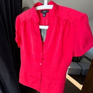 NEW 100% Silk Red Button Down